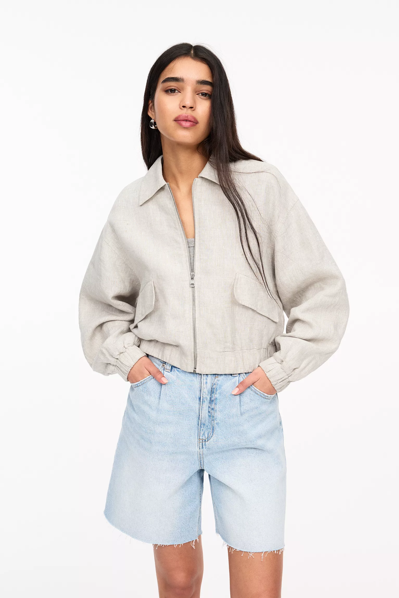 100% linen bomber jacket