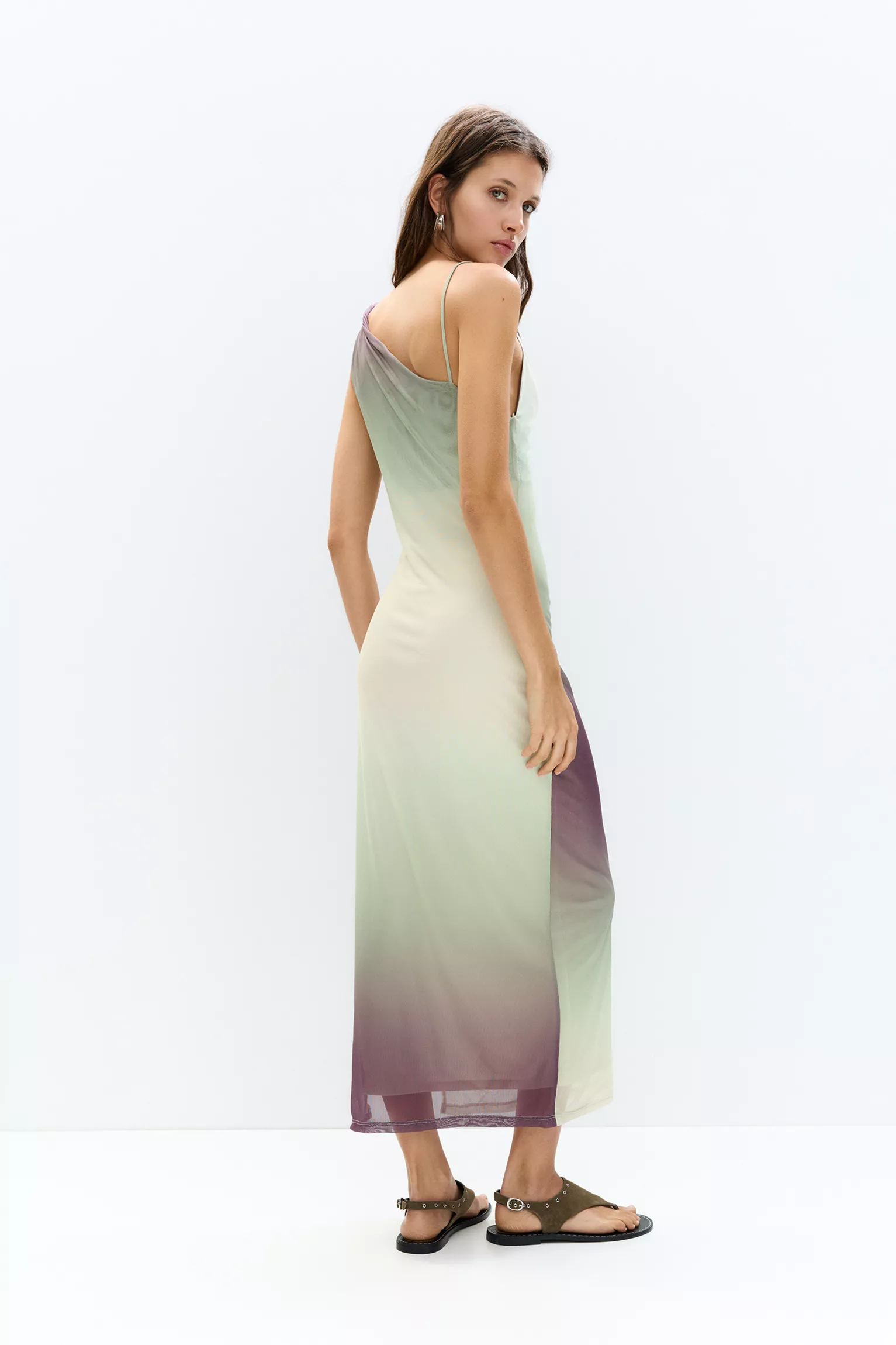 Asymmetric tulle midi dress - Image 2