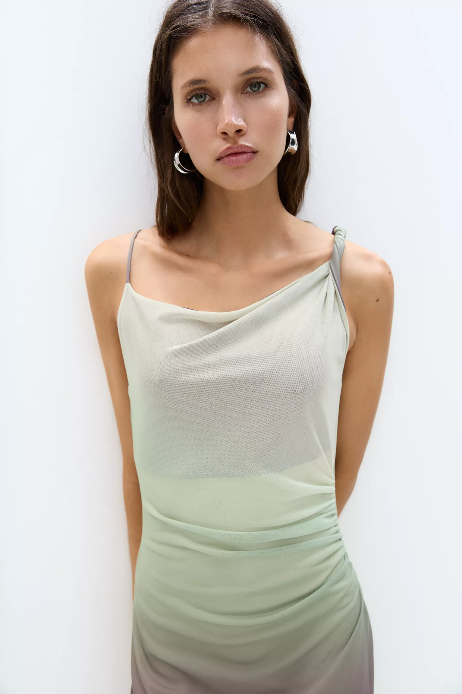 Asymmetric tulle midi dress - Image 4