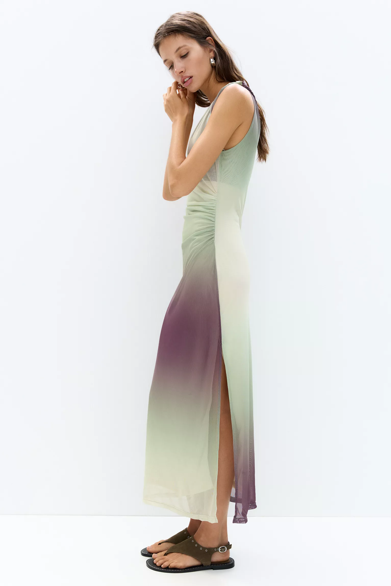 Asymmetric tulle midi dress - Image 3