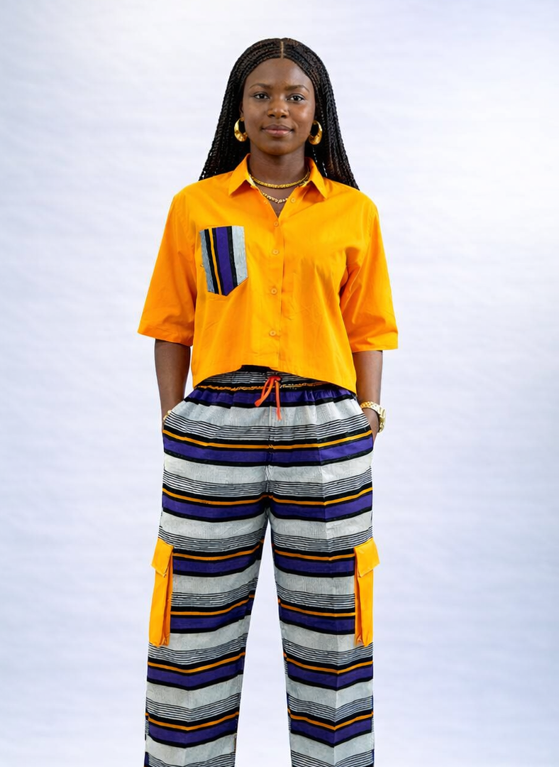 Beautiful lady rocks BnSari Sunfire Adire Set