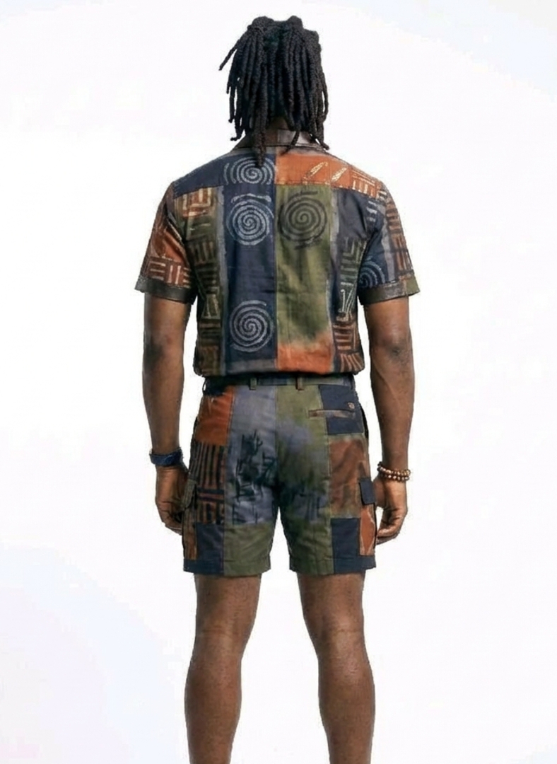 Man with dread Step into effortless style with this uniquely crafted Adire 2-piece set, inspired by the rich Kampala design aesthetic.