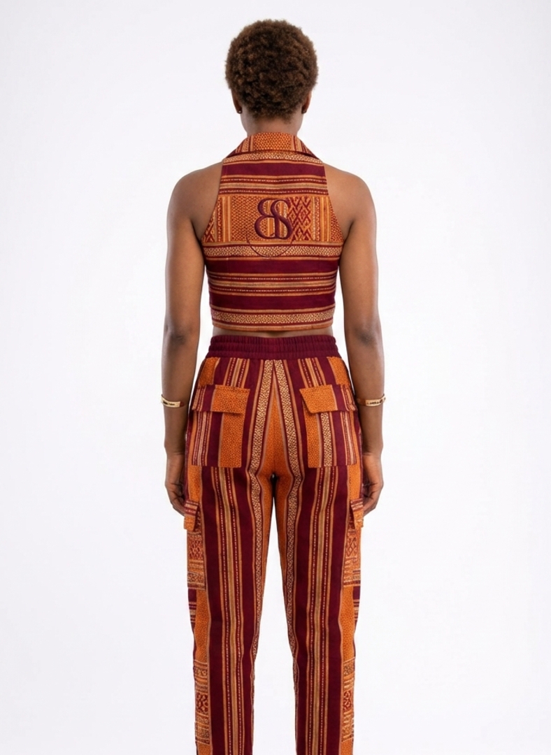 BnSari Crop Top & Pants Ankara Set (Women)