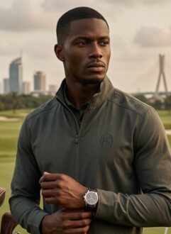 Man puts on The Noble Man Golf Set