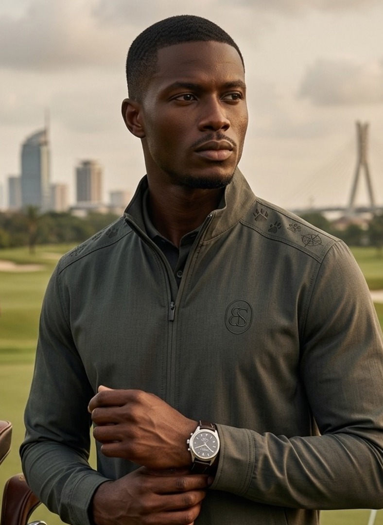 Man puts on The Noble Man Golf Set